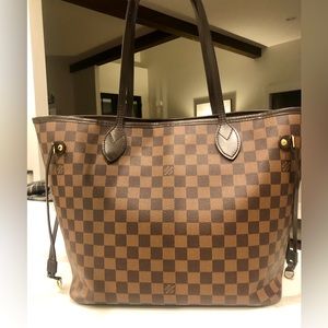 Louis Vuitton Damier Ebene Canvas Neverfull MM with Cherry interior